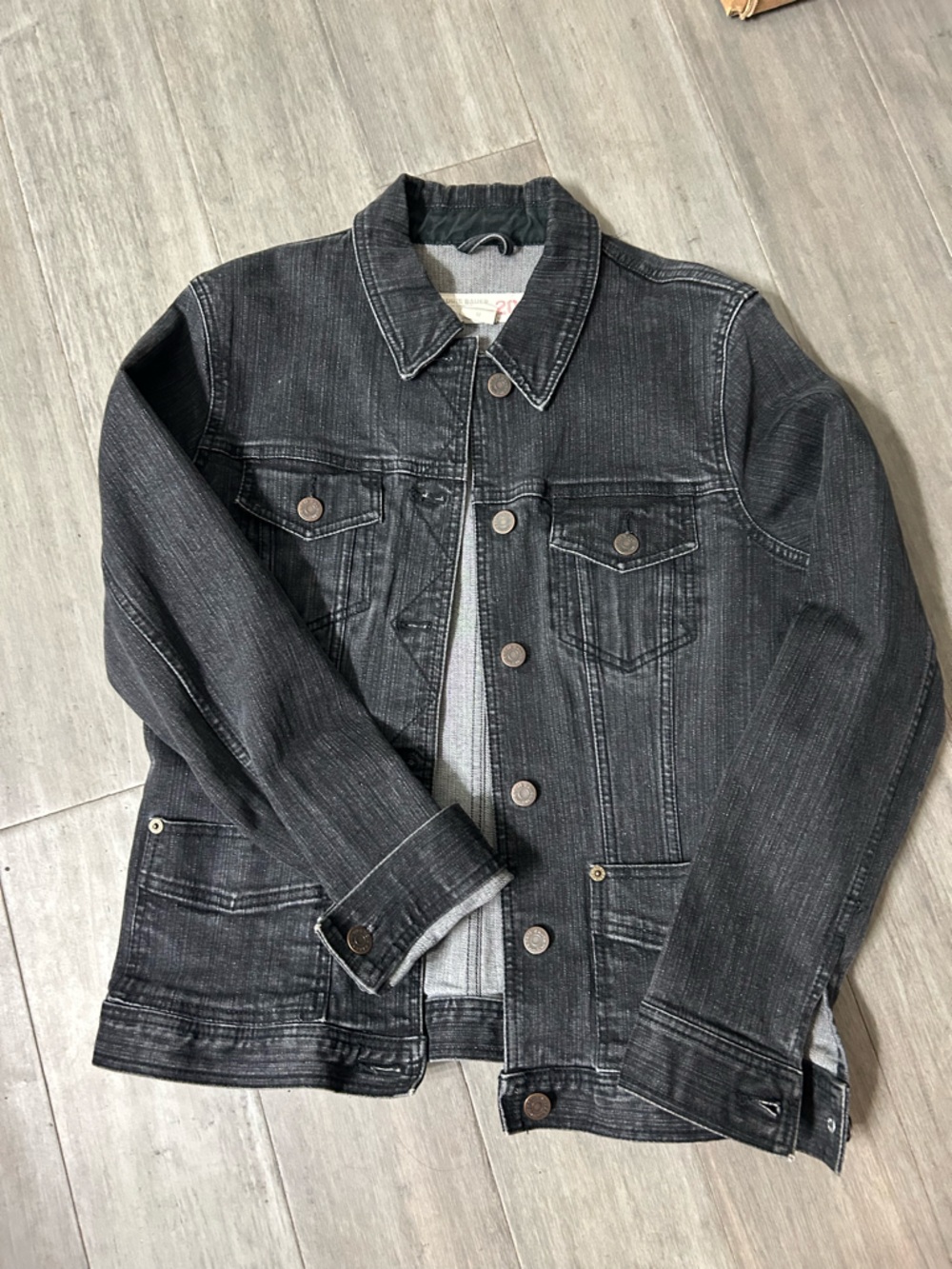 Eddie Bauer Black Denim Jacket - Classic Button Front